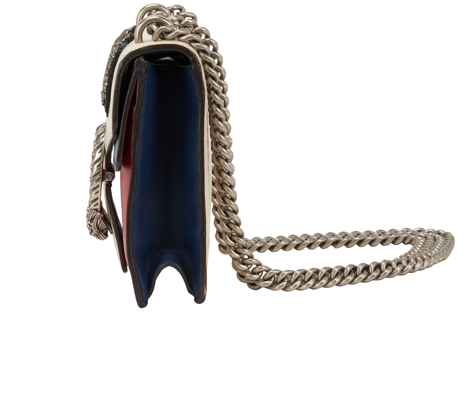 Embellished Snake Mini Dionysus, &pound;495, Handbags, Navy/Red/White, Leather, Bottom view